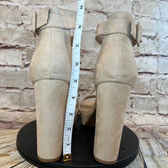 Dream Pairs Tan Open Toe Chucky Adjustable Ankle Buckle Strap Block Heels 10 - Picture 3 of 9